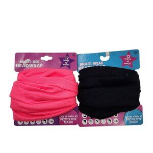 Her Accessories Multi Wear Headwrap 12 Ways to Wear Black and Pink Stretch Solid